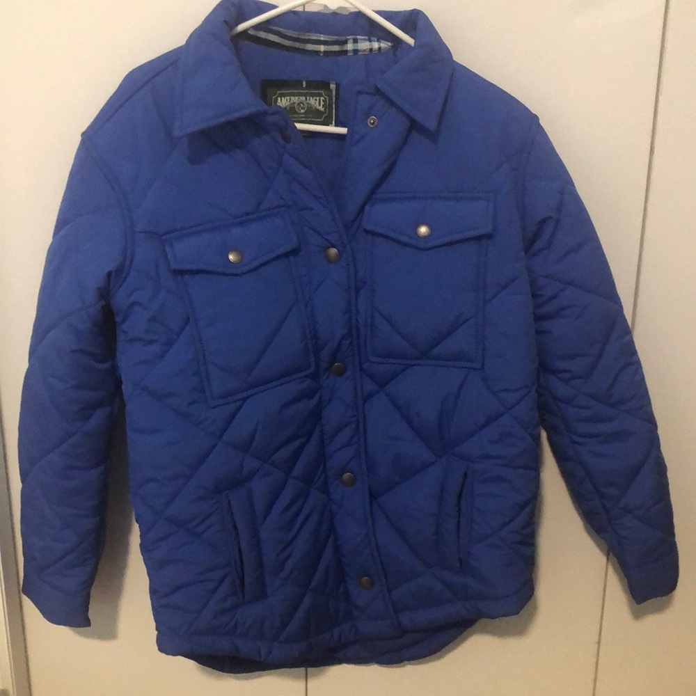 American Eagle snap quilted jacket coat in cobalt/royal blue XXS
